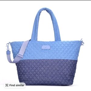HeartLove Quilted Blue Travel Tote Bag